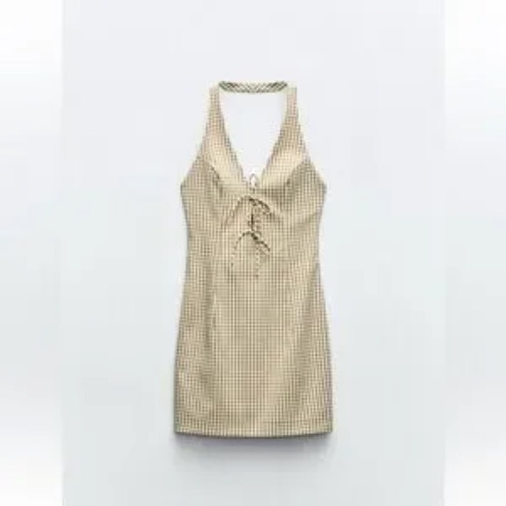 Zara Gingham Halter Mini Dress